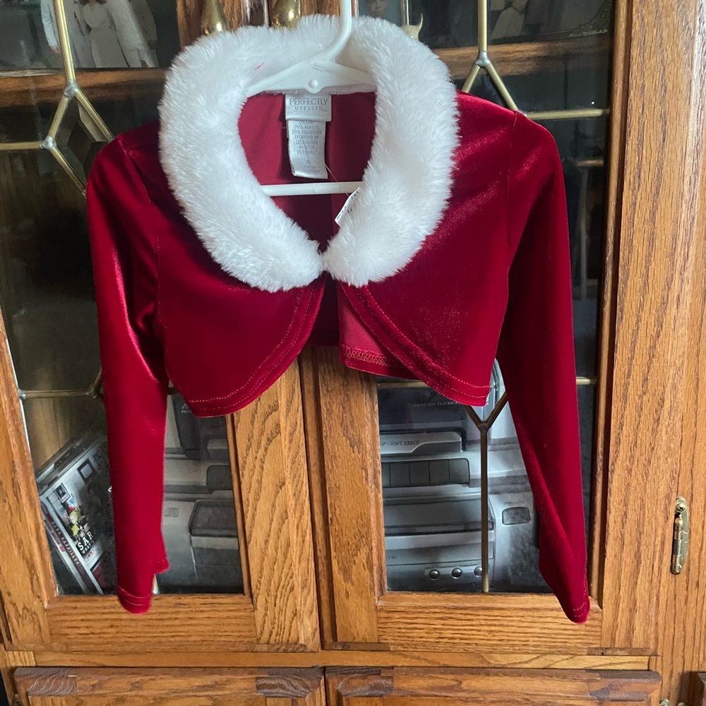 Perfectly Dressed little girls size 4 red velour/ faux fur jacket
